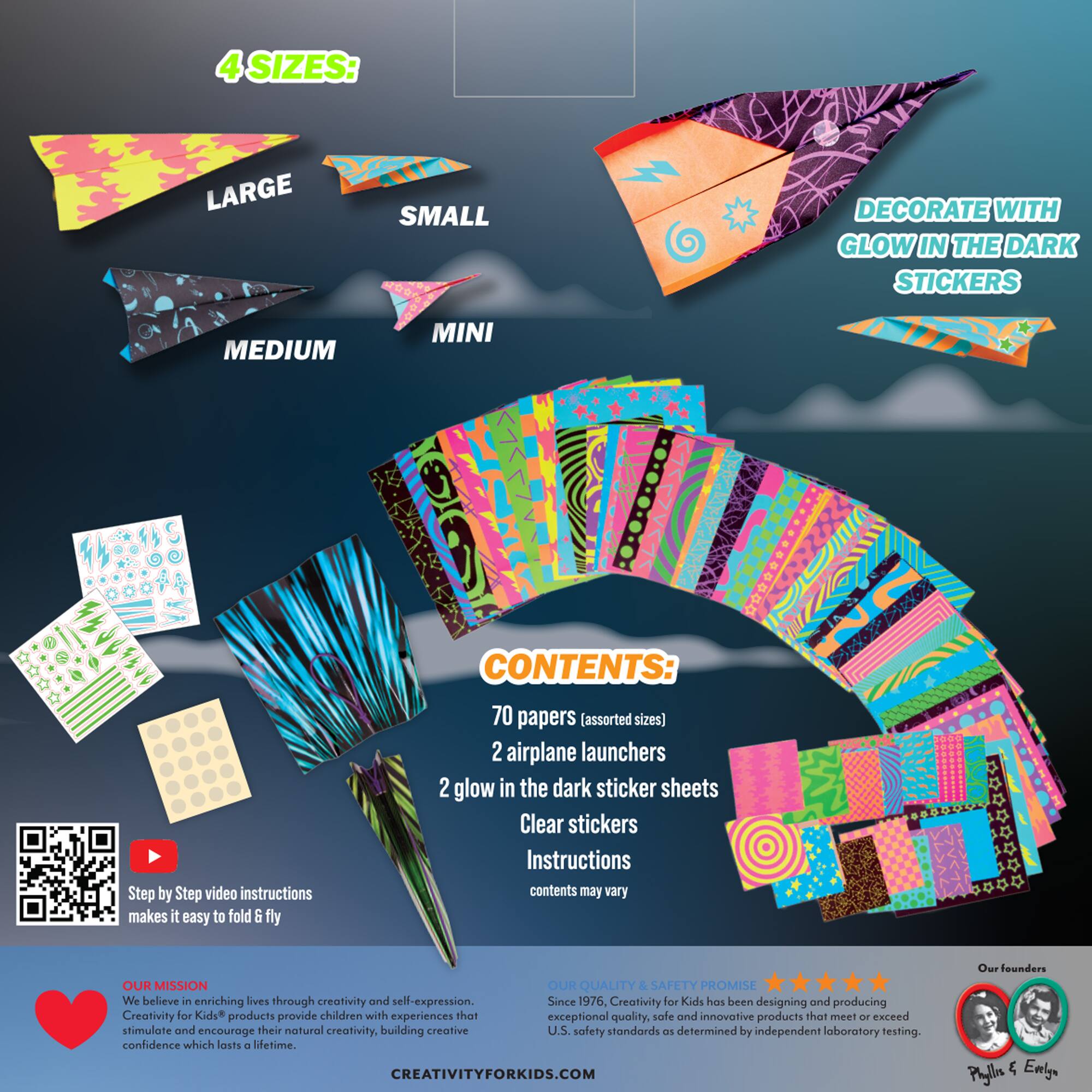 Creativity for Kids® Stunt Squadron™ Neon Glow Paper Airplane Kit